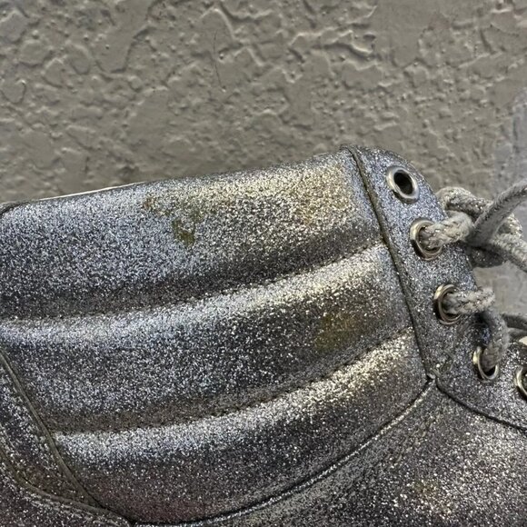 Gucci Sneakers Glitter Web Leather Silver Metallic High Top RARE Gucci 9, US 9.5 - Picture 6 of 10
